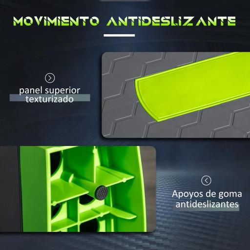 Plataforma Step para Deporte y Gimnasia con Altura Regulable en 10/15/20 cm Carga 150 kg 78x28x20 cm Gris y Verde [4]
