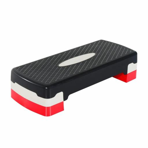 Step para Fitness Stepper Aeróbic Step de Aeróbic Antideslizante con Altura Regulable 2 Niveles de 10/15 cm Carga 150 kg para Ejercicio en Casa Gimnasio 68x29x15 cm Negro y Rojo [8]