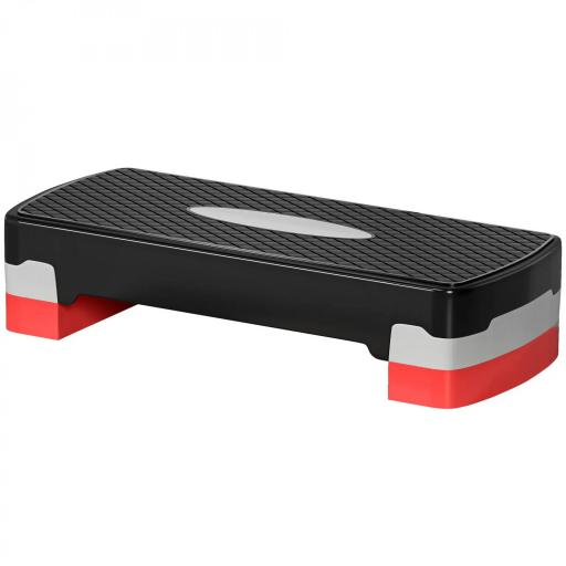 Step para Fitness Stepper Aeróbic Step de Aeróbic Antideslizante con Altura Regulable 2 Niveles de 10/15 cm Carga 150 kg para Ejercicio en Casa Gimnasio 68x29x15 cm Negro y Rojo [9]