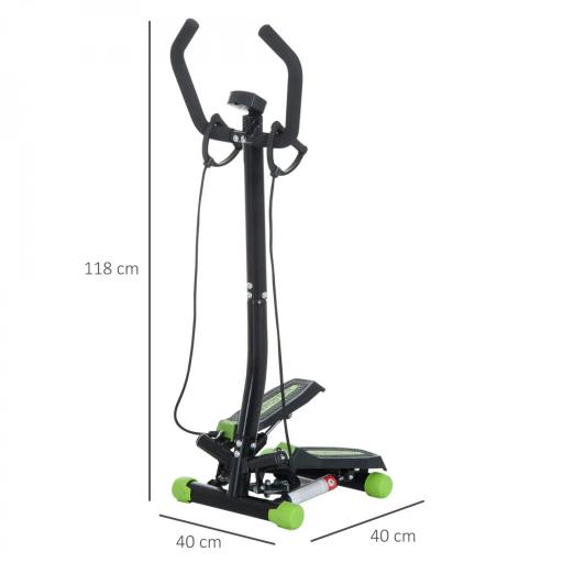 Máquina de Step Stepper Fitness con Manillar Pantalla LCD Cintas y Pedales Antideslizantes 40x40x118cm Negro [1]