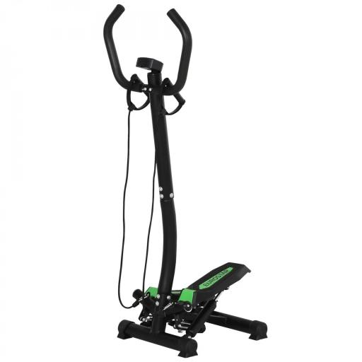 Máquina de Step Stepper Fitness con Manillar Pantalla LCD Cintas y Pedales Antideslizantes 40x40x118cm Negro [9]