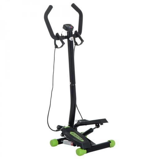 Máquina de Step Stepper Fitness con Manillar Pantalla LCD Cintas y Pedales Antideslizantes 40x40x118cm Negro [8]