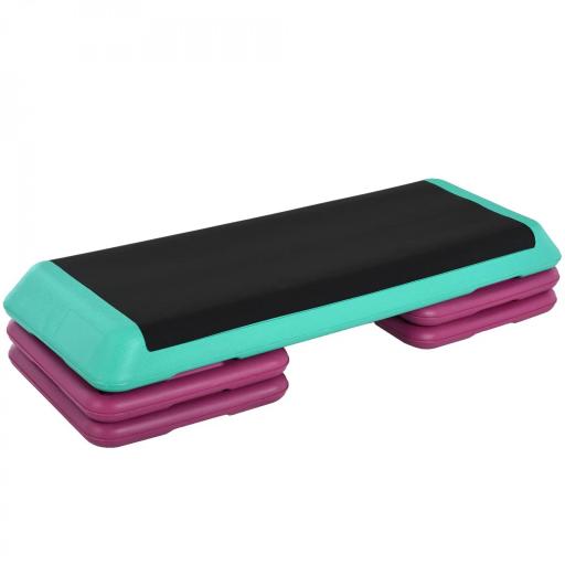 Step de Aeróbic Step para Fitness Antideslizante Altura Regulable 3 Niveles 110x40x20 cm Multicolor [9]
