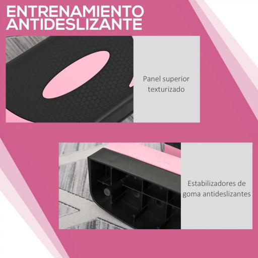 Step de Aeróbic para Fitness Antideslizante con Altura Regulable 3 Niveles de 10/15/20 cm Carga 150 kg 80x31x20 cm Rosa [2]