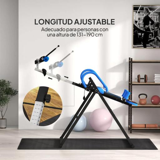Tabla de Inversión Plegable con Inclinación hasta 90° y Cinturones de Seguridad 79x114x153 cm Azul y Negro [3]