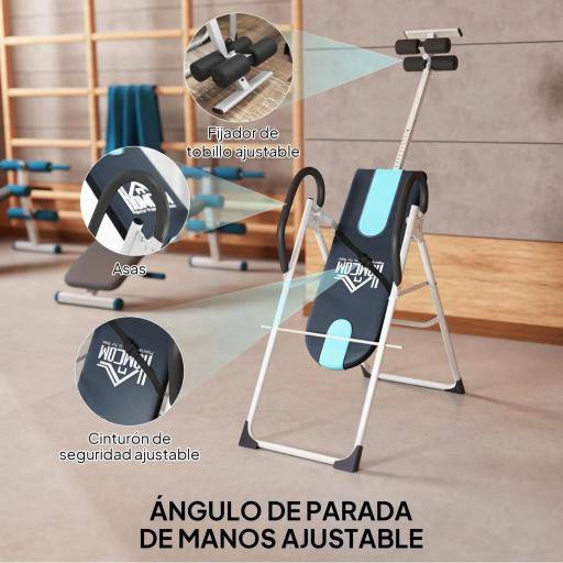 Tabla de Inversión Gravitacional Plegable con Altura Ajustable a 147-198cm y Cinturón 112-142x65x126 cm Negro y Azul [6]