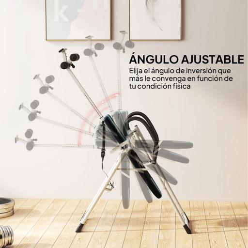 Tabla de Inversión Gravitacional Plegable con Altura Ajustable a 147-198cm y Cinturón 112-142x65x126 cm Negro y Azul [5]