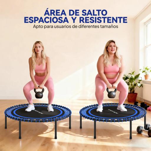 Cama Elástica Fitness Ø114 cm con Marco de Acero Reforzado para Entrenamiento Piernas Cuerpo Azul y Negro [3]