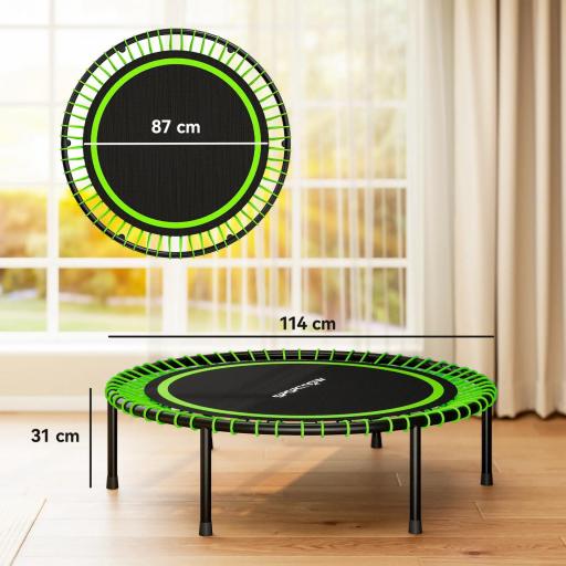Cama Elástica Fitness Ø114 cm con Marco de Acero Reforzado para Entrenamiento Piernas Cuerpo Verde y Negro [7]