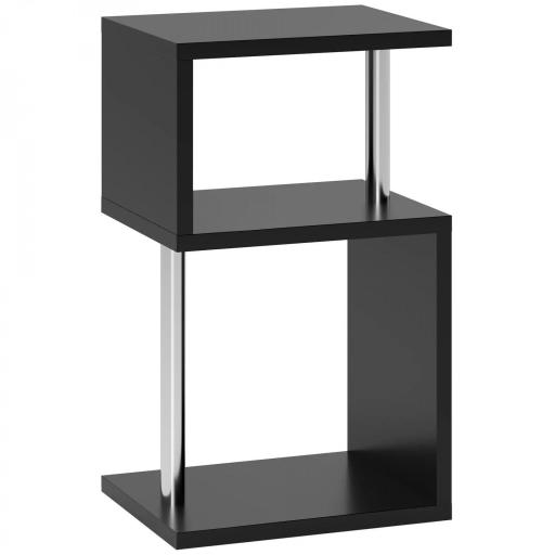 Mesa Auxiliar con Luz LED de 3 Niveles con Estantes y Estructura de Aluminio para Salón Dormitorio 44x38x75 cm Negro [8]