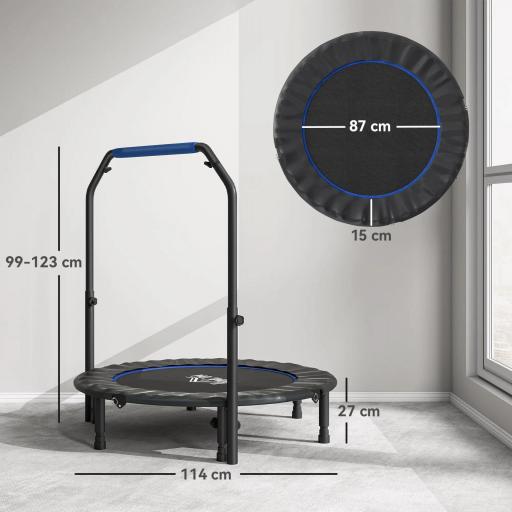 Cama Elástica Plegable Ø114 cm con Mango Ajustable Marco de Acero para Entrenamiento Piernas Cuerpo Azul y Negro [1]