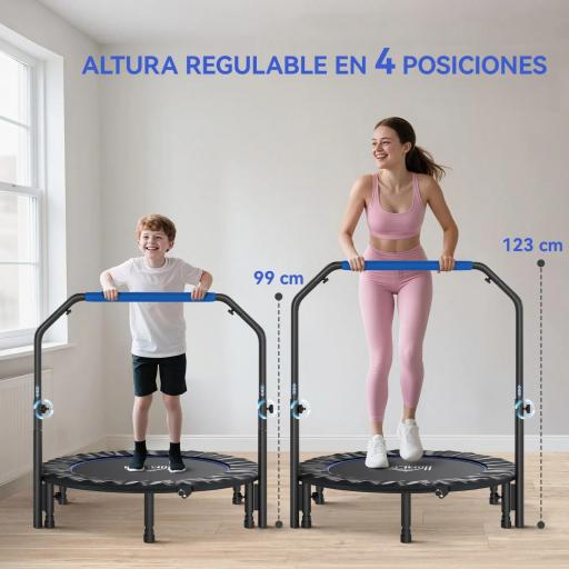 Cama Elástica Plegable Ø114 cm con Mango Ajustable Marco de Acero para Entrenamiento Piernas Cuerpo Azul y Negro [2]