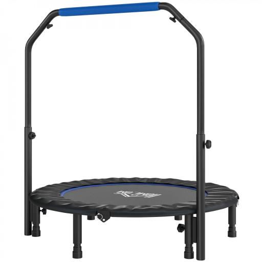 Cama Elástica Plegable Ø114 cm con Mango Ajustable Marco de Acero para Entrenamiento Piernas Cuerpo Azul y Negro [9]