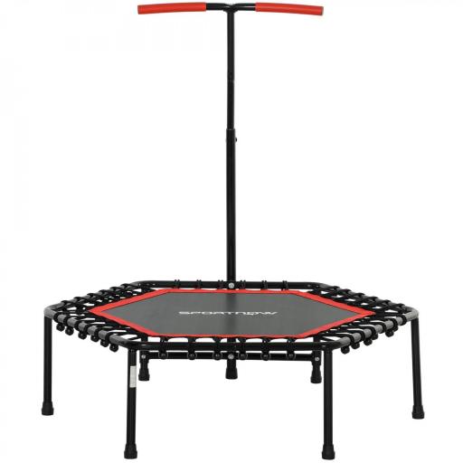 Trampolín de Fitness 114x114x132 cm con Mango Ajustable de 3 Niveles y Marco de Acero Rojo [9]