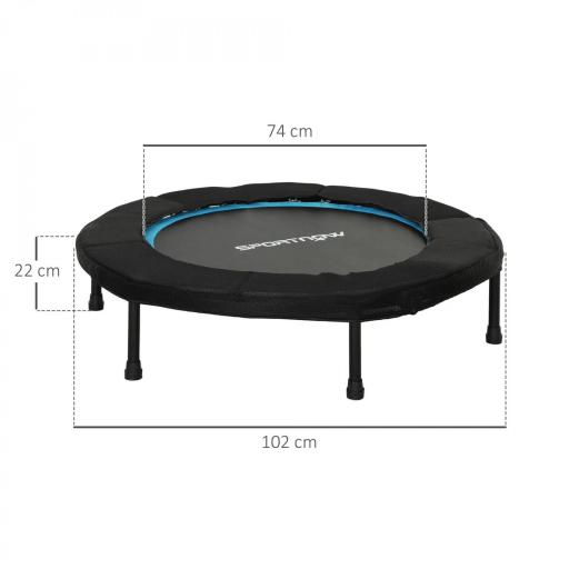 Trampolín de Fitness Ø102 cm Cama Elástica Plegable con Marco de Acero Antideslizantes Carga 100 kg Azul [1]