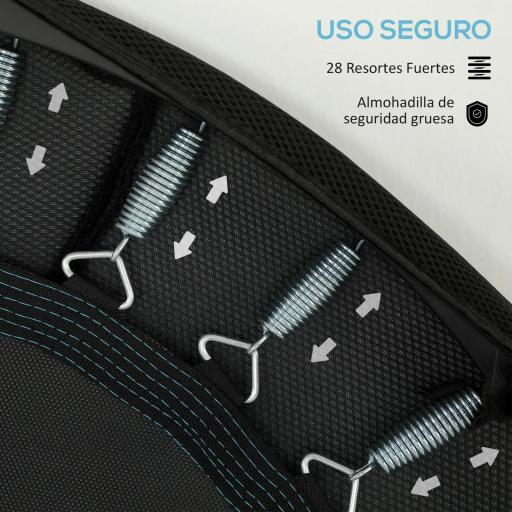 Trampolín de Fitness Ø102 cm Cama Elástica Plegable con Marco de Acero Antideslizantes Carga 100 kg Azul [3]