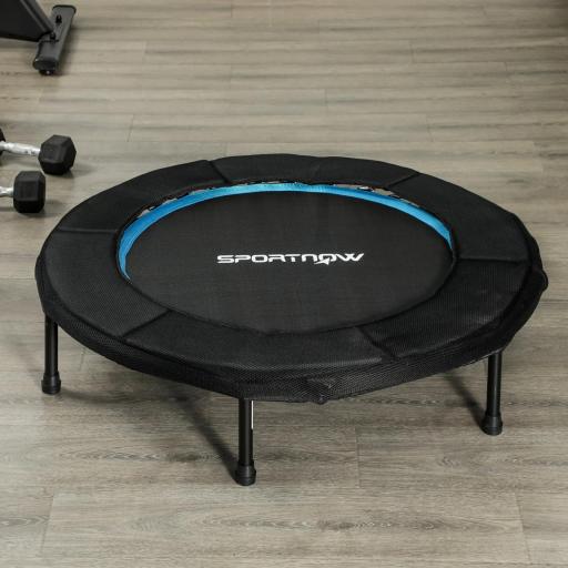 Trampolín de Fitness Ø102 cm Cama Elástica Plegable con Marco de Acero Antideslizantes Carga 100 kg Azul [6]