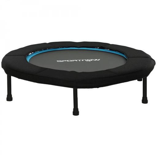 Trampolín de Fitness Ø102 cm Cama Elástica Plegable con Marco de Acero Antideslizantes Carga 100 kg Azul [8]