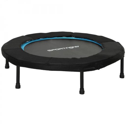 Trampolín de Fitness Ø102 cm Cama Elástica Plegable con Marco de Acero Antideslizantes Carga 100 kg Azul [9]