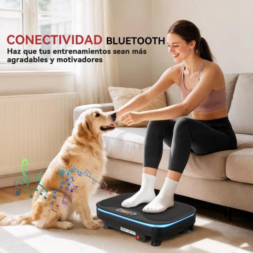 Plataforma Vibratoria con 99 Velocidades 3 Programas Altavoz Bluetooth Pantalla LED Mando a Distancia Bandas Elásticas [5]
