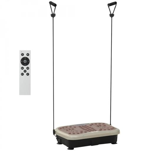 Plataforma Vibratoria con 2 Bandas Elásticas 200W Control Remoto 99 Velocidades USB Pantalla LED 54x33x14cm Café y Negro [6]