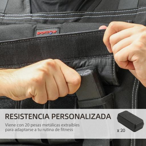 Chaleco de Lastre Ajustable 20 kg con 20 Paquetes de Peso Banda Reflectante para Entrenamiento Fuerza Jogging Negro [6]