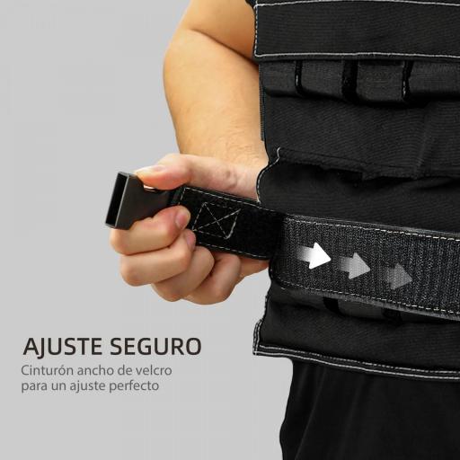 Chaleco de Lastre Ajustable 20 kg con 20 Paquetes de Peso Banda Reflectante para Entrenamiento Fuerza Jogging Negro [2]