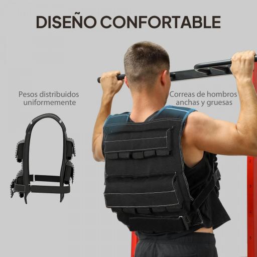 Chaleco de Lastre Ajustable 20 kg con 20 Paquetes de Peso Banda Reflectante para Entrenamiento Fuerza Jogging Negro [5]