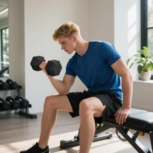 Set de 2 Mancuernas Hexagonales de 2 x 15 kg de Hierro Fundido Recubiertas en Goma para Entrenamiento en Casa Gimnasio