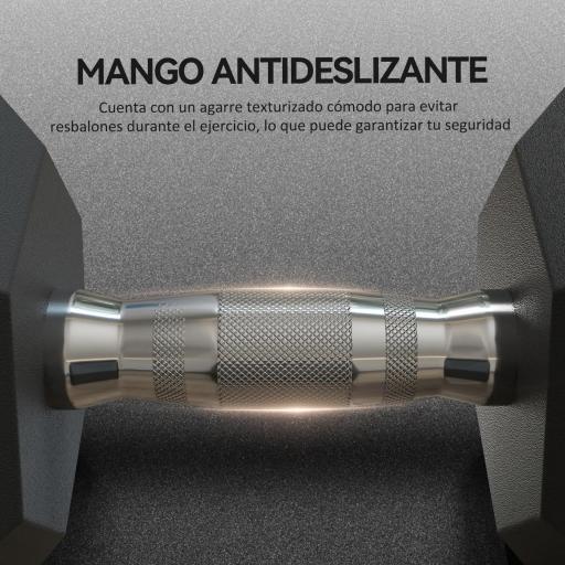 Set de 2 Mancuernas Hexagonales de 2 x 15 kg de Hierro Fundido Recubiertas en Goma para Entrenamiento en Casa Gimnasio [4]