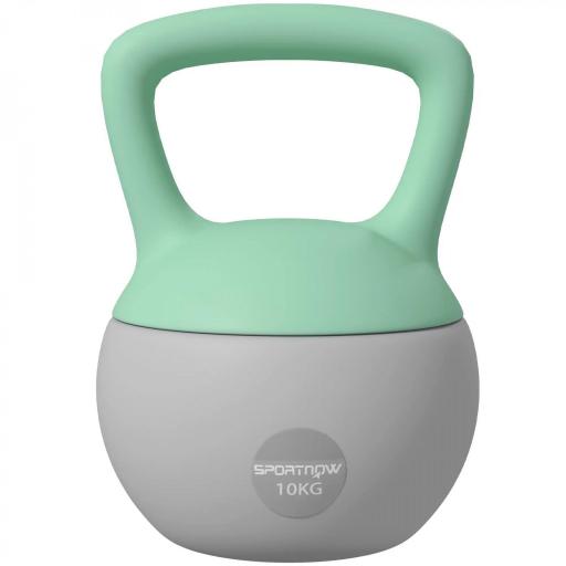 Pesa Rusa 10 kg Kettlebell Relleno de Arena Metálica Mango Antideslizante para Entrenar en Casa 21x21x30cm Verde y Gris [8]