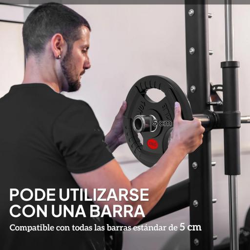 Discos Pesas Olímpicos Agujero Ø50 mm 2x10 kg con Anillo Interior de Acero Triple Agarre para Mancuernas y Barras Negro [4]