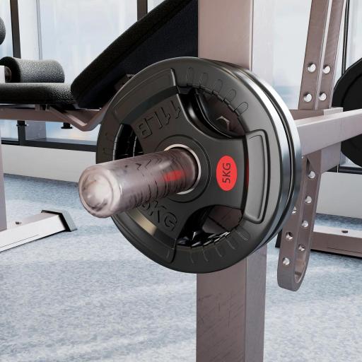 Discos Pesas Olímpicos Agujero Ø50 mm 2x10 kg con Anillo Interior de Acero Triple Agarre para Mancuernas y Barras Negro [5]