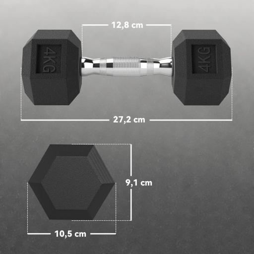 Juego de Mancuernas de 2x4 kg con Barra de Conexión Metálica y Cabeza Hexagonal para Entrenamiento en Casa Negro y Plata [1]