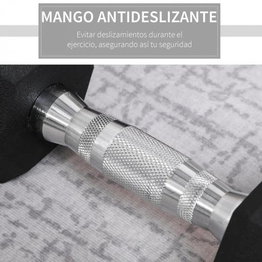 Juego de Mancuernas de 2x4 kg con Barra de Conexión Metálica y Cabeza Hexagonal para Entrenamiento en Casa Negro y Plata [3]