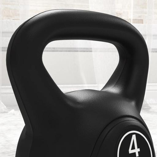 Pesa Rusa de 4 kg Kettlebell Relleno de Arena con Mango Ancho y Base Plana para Entrenamiento 18x12x20 cm Negro [5]