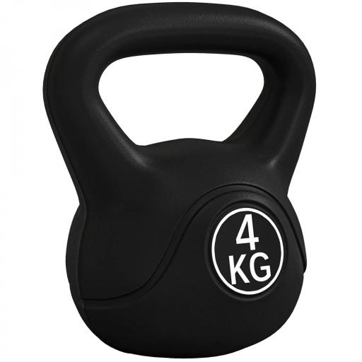 Pesa Rusa de 4 kg Kettlebell Relleno de Arena con Mango Ancho y Base Plana para Entrenamiento 18x12x20 cm Negro [6]