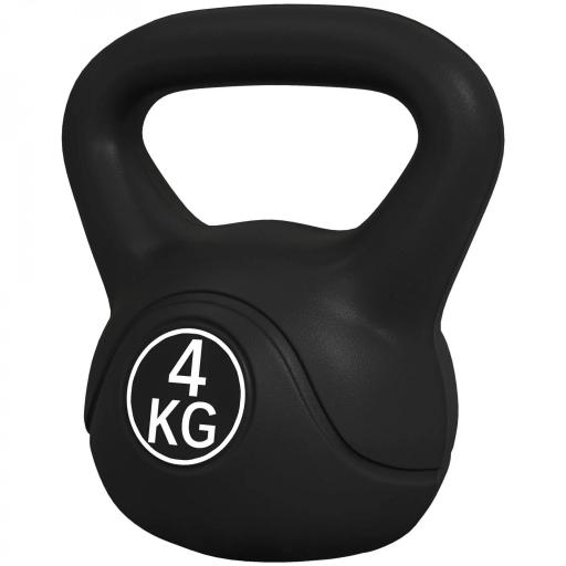 Pesa Rusa de 4 kg Kettlebell Relleno de Arena con Mango Ancho y Base Plana para Entrenamiento 18x12x20 cm Negro [7]