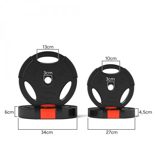 Juego de Discos Pesas de 4 Piezas 2x10 kg 2x5 kg con Orificios de 2,5 cm para Entrenamiento Fitness en Hogar Negro [1]