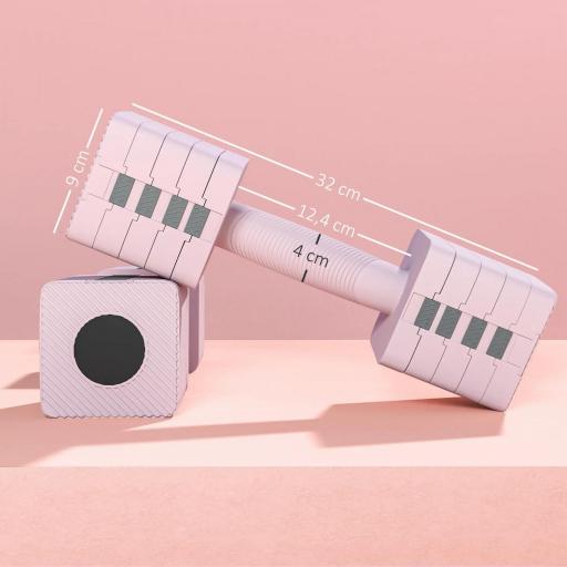 Juego de Mancuernas 10 kg con Mango Antideslizante y Diseño Cuadrado para Entrenamiento en Casa Gimnasio Rosa [2]