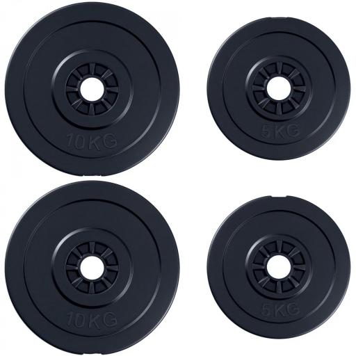 Juego de 4 Discos de Pesas de 2x5 kg y 2x10 kg Juego de Placas de Pesas con Agujero de Ø25 mm para Barra o Mancuernas Entrenamiento de Fuerza Levantamiento de Pesas Negro [8]