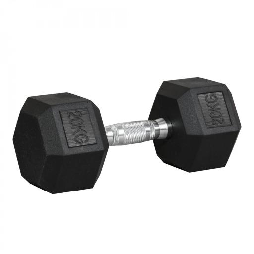 Mancuerna Hexagonal 20 kg de Hierro Fundido Pesas de Metal Recubiertas de Goma para Entrenamiento en Casa Gimnasio Negro [9]