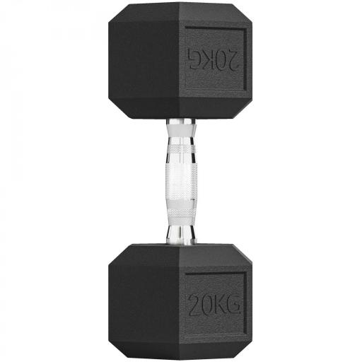 Mancuerna Hexagonal 20 kg de Hierro Fundido Pesas de Metal Recubiertas de Goma para Entrenamiento en Casa Gimnasio Negro [8]