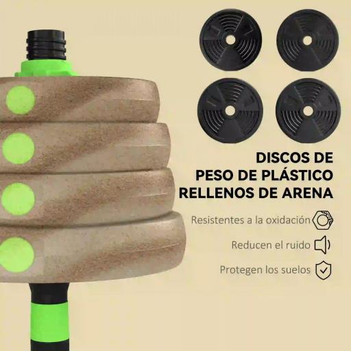 Juego de Mancuernas Ajustables 30 kg 3 en 1 con Barras de Conexión y Mangos Antideslizantes para Gimnasio en Casa Verde [1]