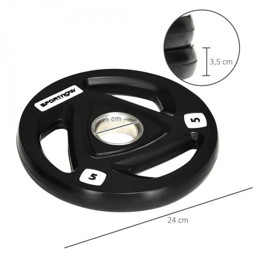 Juego de 2 Discos de Pesas Olímpicas de 5 kg con Orificio de 5 cm para Entrenamiento de Fuerza Ø24x3,5 cm Negro [1]