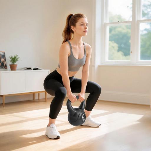 Pesa Rusa de 10 kg Kettlebell Relleno de Arena con Mango Ancho Antideslizante para Entrenamiento 25x19x28 cm Negro