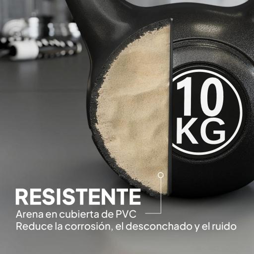 Pesa Rusa de 10 kg Kettlebell Relleno de Arena con Mango Ancho Antideslizante para Entrenamiento 25x19x28 cm Negro [1]