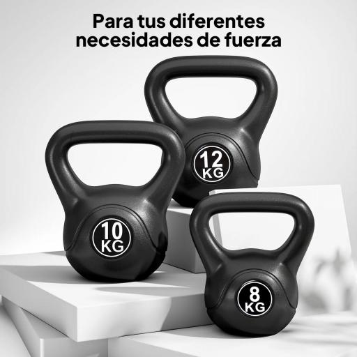 Pesa Rusa de 10 kg Kettlebell Relleno de Arena con Mango Ancho Antideslizante para Entrenamiento 25x19x28 cm Negro [4]
