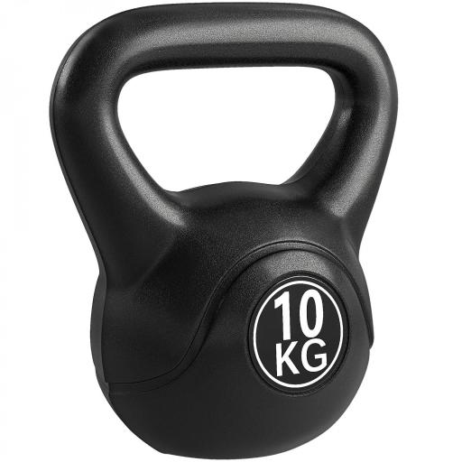 Pesa Rusa de 10 kg Kettlebell Relleno de Arena con Mango Ancho Antideslizante para Entrenamiento 25x19x28 cm Negro [8]