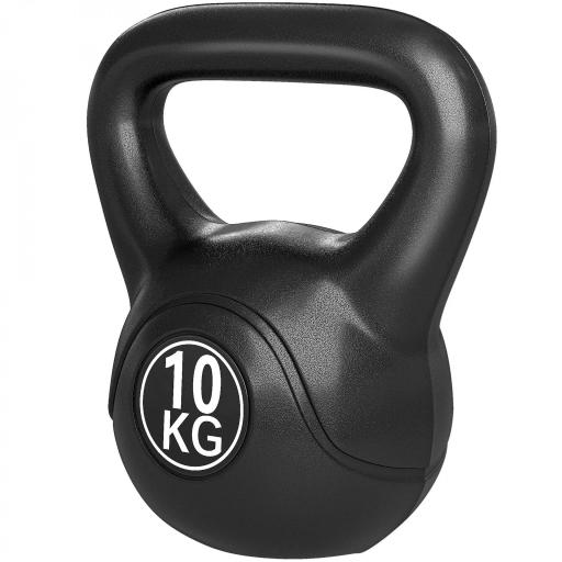 Pesa Rusa de 10 kg Kettlebell Relleno de Arena con Mango Ancho Antideslizante para Entrenamiento 25x19x28 cm Negro [9]